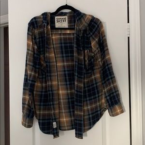 boyfriend plaid shirt with hood